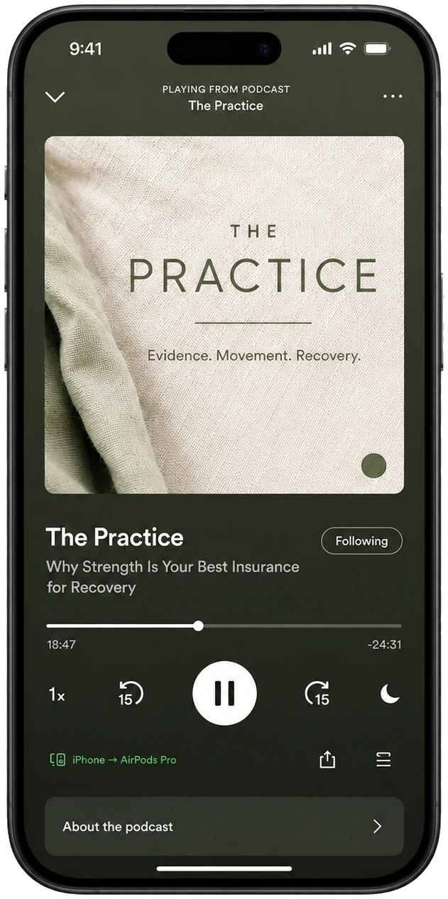 The Practice playing on podcast app