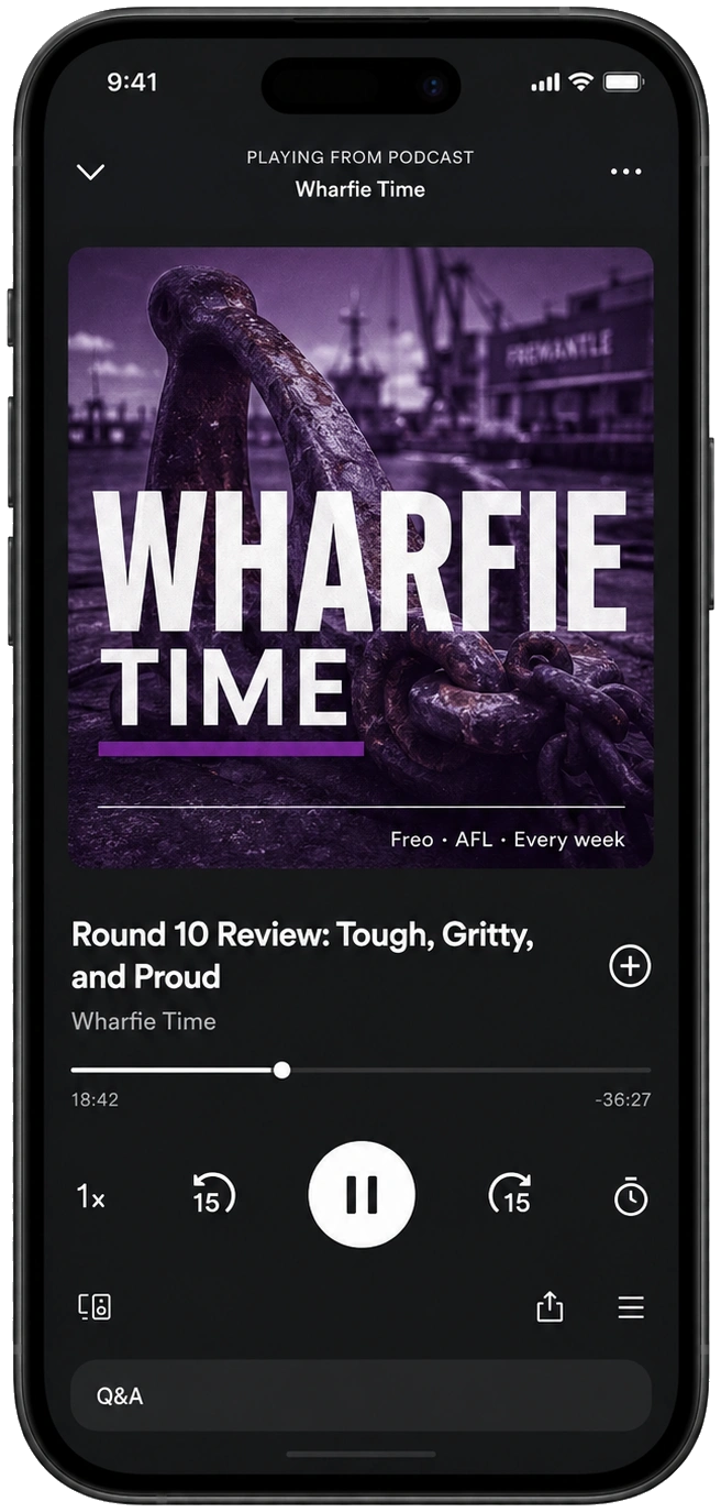 Wharfie Time playing on podcast app